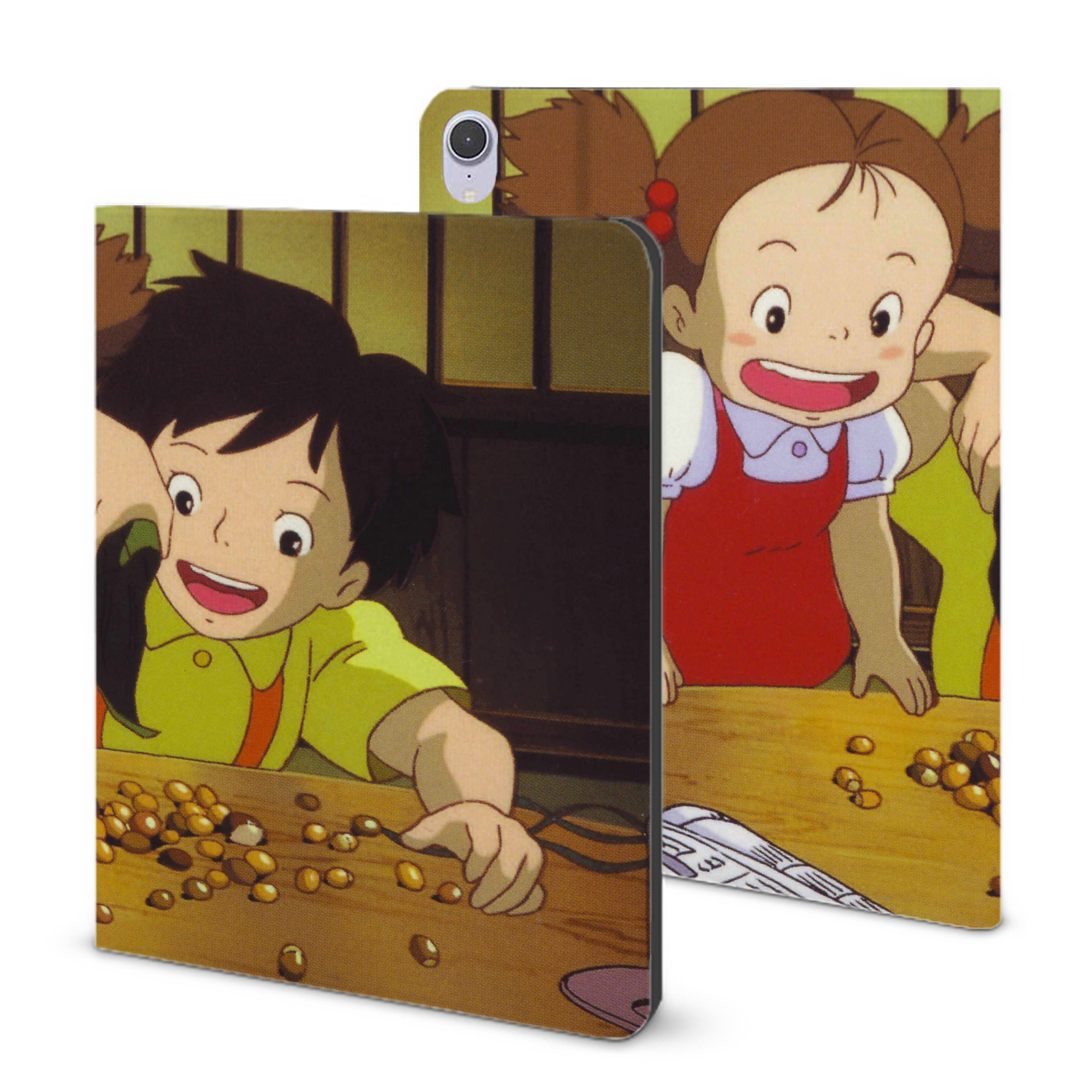 （画像用） となりのトトロ 草壁メイ 草壁サツキ My Neighbor Totoro Satsuki Kusakabe Mei Kusakabe IPad ケース ブック型 PUレザー TPU 耐衝撃 軽量 薄型 ペン収納なし 全面保護 IPad 各モデル対応